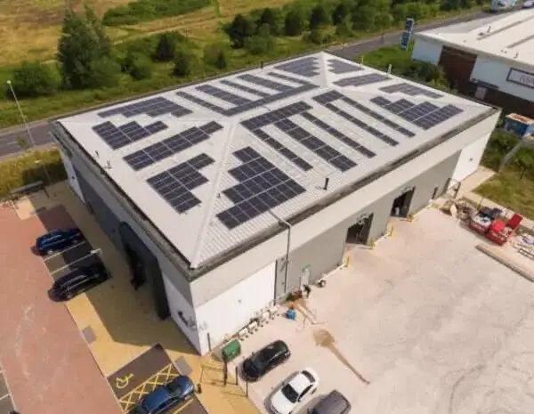 Aerial side shot of Portland Traffic’s warehouse in Walsall. 